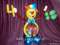 Фигура из воздушных шаров Клоун с подарком и цифрой
