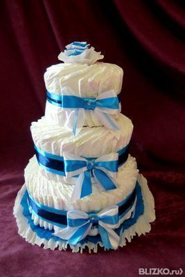 Торт из памперсов - оригинальный подарок на рождение ребенка.