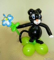 Фигура из воздушных шаров "Черный кот" 0,8 м с доставкой