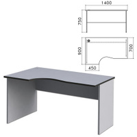 Стол письменный эргономичный Монолит 1400х900х750 мм левый цвет серый СМ5.11