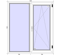 Окно ПВХ Exprof Prona 60 мм 1400*1500 двухстворчатое, СПД 32 мм
