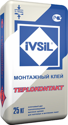 Клей монтажный для пенополистирола IVSIL Tеплоконтакт 25 кг
