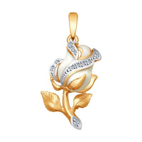 Золотая подвеска «Белая роза» с бриллиантами SOKOLOV, арт. 1030649