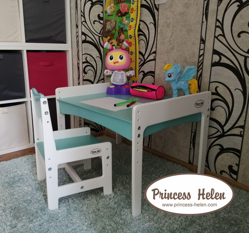 Комплект растущей детской мебели Kiddy Fox стол и стул эмаль бирюза