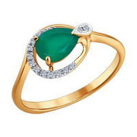 Кольцо из золота с бриллиантами и зелёным агатом SOKOLOV, арт. 6013001