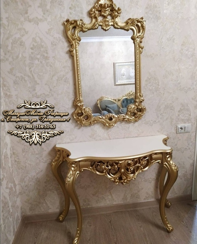 Консоль с зеркалом ЗК-02 золото Мэри мебель