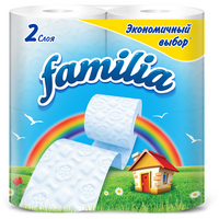 Туалетная бумага Familia Радуга белая двухслойная 4 рул., белый, без запаха