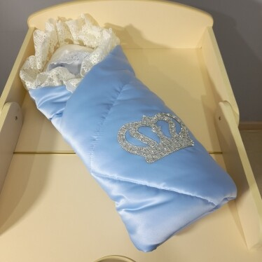 Конверт одеяло с короной цвет голубой