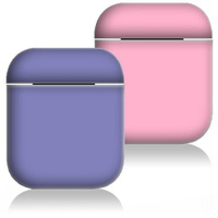 Комплект силиконовых чехлов Grand Price для AirPods (2 шт) фиолетовый и розовый