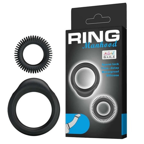 Эрекционное кольцо Ring Manhood в комплекте 2шт, черный
