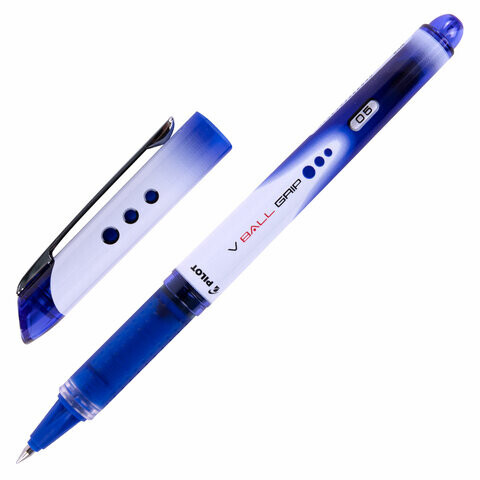 Ручка-роллер с грипом PILOT V-Ball Grip СИНЯЯ корпус с печатью узел 05 мм линия письма 03 мм BLN-VBG-5