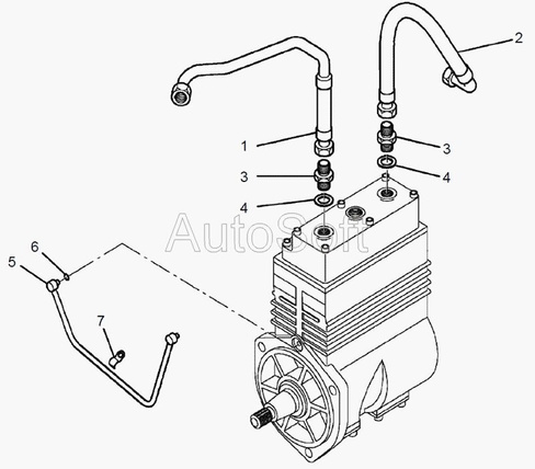 Трубка подвода масла к компрессору воздушному Автодизель для двигателя ЯМЗ 650-3509260