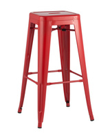 Стул барный TOLIX красный глянцевый Stool Group Tolix красный глянцевый, широкое удобное сиденье, металлические ножки