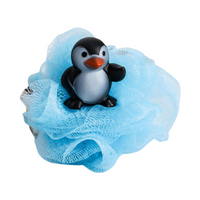 Мочалка детская, для купания Крошка Я, "Пингвин", с игрушкой, от 3 месяцев