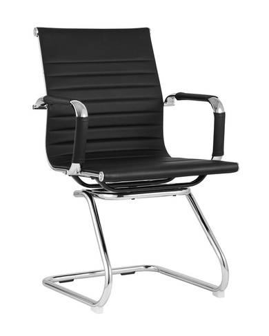 Кресло для посетителей TopChairs Visit черное Кресло офисное TopChairs Visit черное в обивке из экокожи