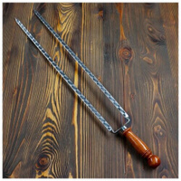Двойной вилка-шампур с деревянной ручкой, 60 см, 1 шт Шафран