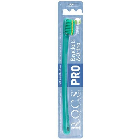 Зубная щетка R.O.C.S. PRO brackets & ortho, мягкая, зеленая/зеленая ЕвроКосМед-Ступино