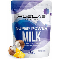 Казеиновый протеин SUPER POWER MILK, белковый коктейль (800 гр), вкус пина колада RusLabNutrition
