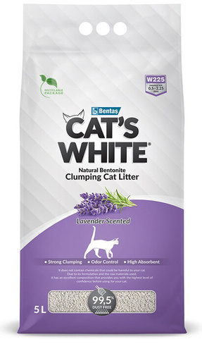 Наполнитель Cats White Lavender с нежным ароматом лаванды комкующийся бентонит 4,25кг 5 л