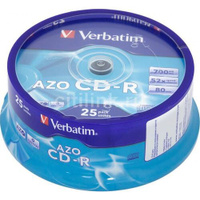Оптический диск CD-R Verbatim 700МБ 52x, 25шт., cake box [43352]