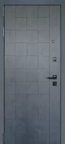 Металлическая дверь Страж 3К Квадра с зеркалом бетон светлый 960х2050 мм