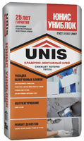 UNIS Униблок цементный кладочно-монтажный клей для легких блоков (25кг)