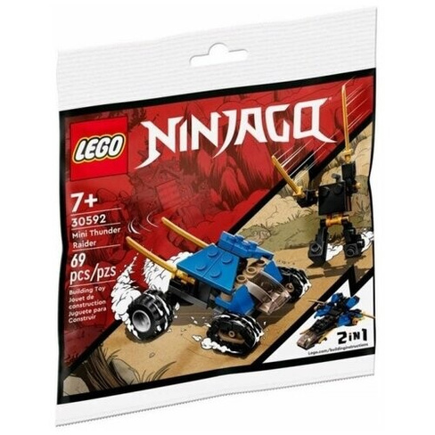 Конструктор LEGO NINJAGO Polybag Mini Thunder Raider "Мини-внедорожник Молния 2 в 1" 69 деталей / 30592