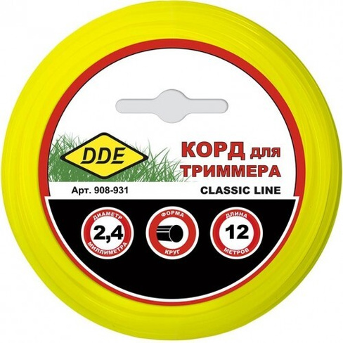 Леска триммерная DDE Classic line (2,4 ммх12 м; круг; желтая) [908-931]