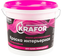 Краска ВД интерьерная суперстойкая Krafor, 6,5 кг