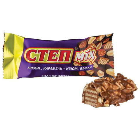 Конфеты шоколадные СЛАВЯНКА Степ Mix с изюмом арахисом и карамелью 1000 г пакет 40685