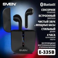 Беспроводные внутриканальные наушники с микрофоном E-335B, черный (Bluetooth, TWS) SVEN