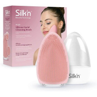 Силиконовая щетка для очищения лица Silk'n Bright, водонепроницаемая и перезаряжаемая - розовая
