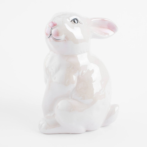 Статуэтка, 16 см, керамика, молочная, перламутр, Кролик, Easter