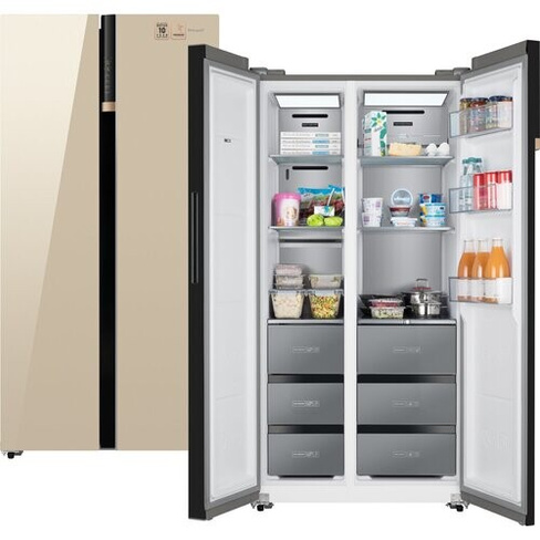 Отдельностоящий холодильник с инвертором Weissgauff Wsbs 590 BeG NoFrost Inverter Premium Side by Side двухдверный, 3 го