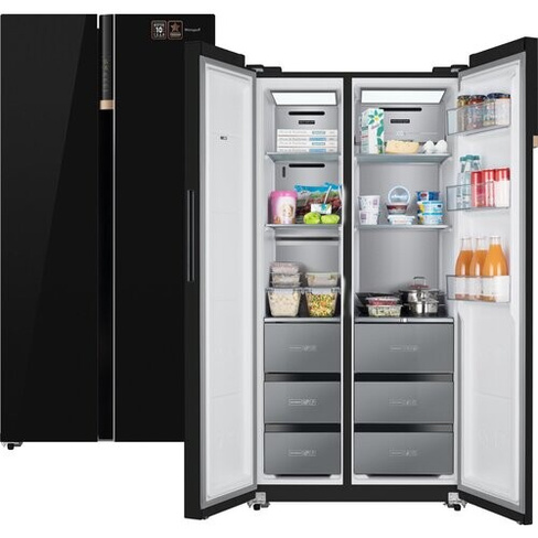 Отдельностоящий холодильник с инвертором Weissgauff Wsbs 590 BG NoFrost Inverter Premium Side by Side двухдверный, 3 год