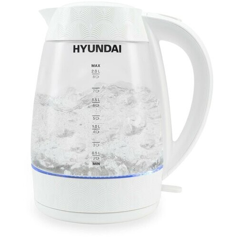 Чайник электрический Hyundai HYK-G4506 белый, стекло HYUNDAI