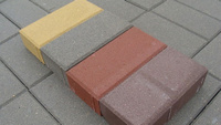 Брусчатка Кирпичик 100х200х70 цветная на сером цементе