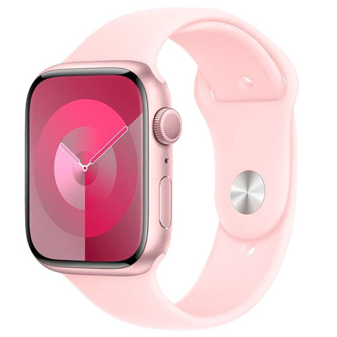 Смарт-часы Apple Watch Series 9 45mm Pink Aluminum Case with Light Pink Sport Band, размер S/M (MR9G3)