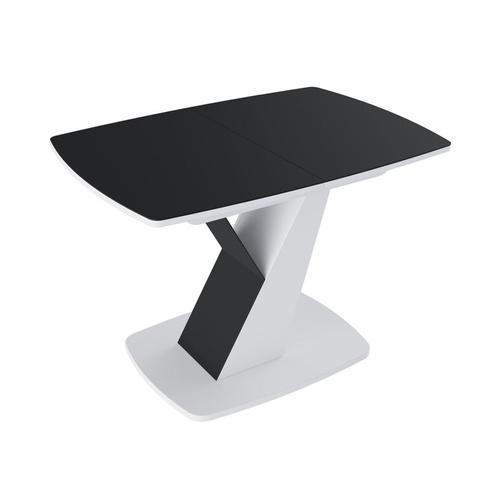Обеденный стол ТРИЯ "Гарда", 110х75 см, белый/стекло матовое черный графит (196694)