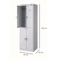 Шкаф распашной ШРК-24-600 разборный 185x60x50 металл цвет светло-серый Без бренда раздевальный шкаф для одежды