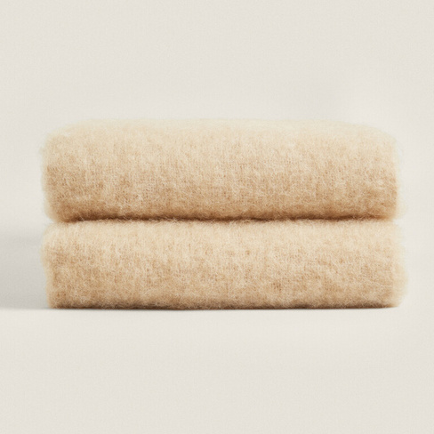 Плед Zara Home Carded Wool, бежевый