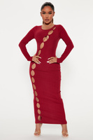 Платье Fashion Nova D14590, бордовый