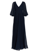 Шифоновое плиссированное платье Teri Jon by Rickie Freeman, нави