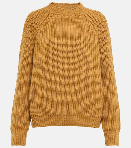 Кашемировый свитер с воротником-стойкой Davenport LORO PIANA, желтый