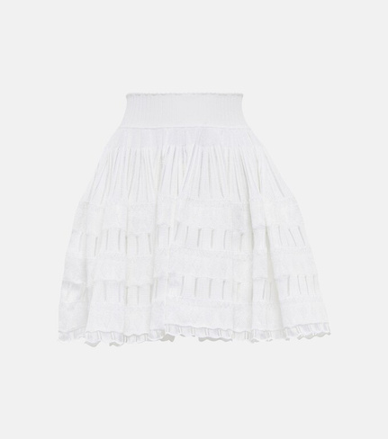 Плиссированная мини-юбка из кринолина ALAÏA, белый
