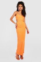 Платье макси с текстурным вырезом Boohoo, оранжевый