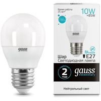 Упаковка ламп LED GAUSS E27, шар, 10Вт, 10 шт. [53220]
