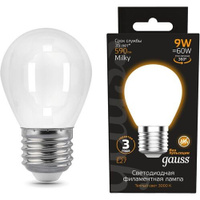 Упаковка ламп LED GAUSS E27, шар, 9Вт, 105202109, 10 шт.