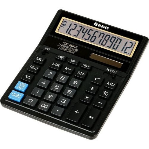 Калькулятор ELEVEN SDC-888TII, 12-разрядный, черный