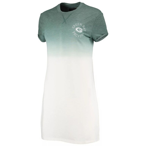 Женское платье-футболка зеленого/белого цвета с омбре зеленого/белого оттенка Green Bay Packers с эффектом омбре
